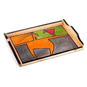 Plateau en bois de pin personnalisé, rectangulaire, outil de service à dîner, vente en gros, - Product Image 1