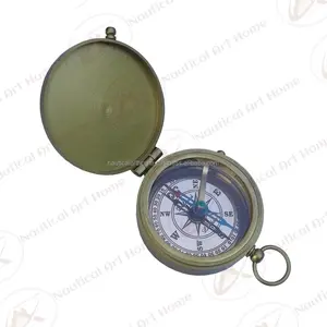 Nautical Brass Antique Pocket Compass - Collectible Marine Brass Antique Flat Compass - Magnetic Compass in Antique Style