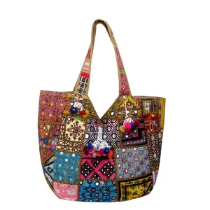 Toptancı ve üretici güzel Patchwork tasarım renkli Vintage nakış Banjara çantası kadın