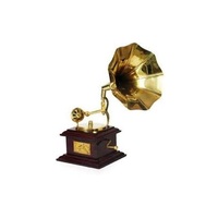 High Quality Solid Brass Antique Gramophone with Black Base for Home Decoration Collectible Musical Gramophone