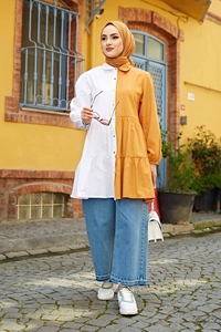 Tunique double couleur pour femmes, vêtements islamiques, robes turques modeste, mode Abaya tunique Hijab, robe de nouvelle saison, - Product Image 4