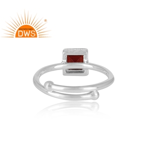 Bold Square Cut <b>Garnet</b> Gemstone <b>Ring</b> Jewelry Fine <b>Silver</b> Square Design Retro <b>Ring</b> Jewelry Manufacturer - Product Image 4