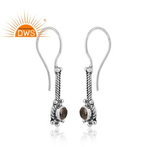 Pendientes de plata de ley 925 con gancho oxidado, joyería negra con piedras preciosas de rutilo, venta al por mayor - Product Image 2