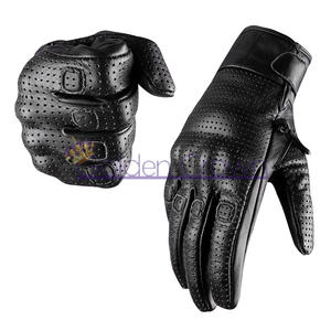 Leather Motorcycle Motorbike Perforated Vented Cruiser Gloves - Product Image 1