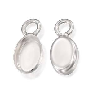 Breloque de tasse à lunette ovale en argent Sterling, 7x9mm, vente en gros, pièces vierges, montage de bijoux pendentif simple - Product Image 1
