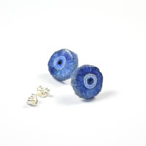Pendientes de tuerca de cuarzo con energía Solar, aretes de Plata de Ley 925 con piedra preciosa azul, hechos a mano, para proveedores al por mayor - Product Image 1