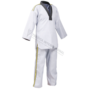 Uniforme noir de Taekwondo à col en V, uniforme des Arts martiaux, de Taekwondo avec pantalon de taille élastique - Product Image 6