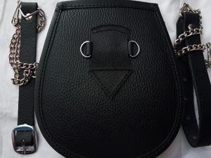 Kilt Sporran-Bolso de cuero con borlas, cuero negro, escocés - Product Image 6