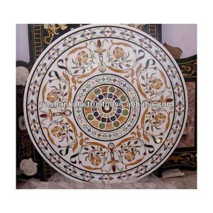 Tableros de Mesa de Centro con Incrustaciones de Micro Mosaico de Mármol Blanco - Product Image 1