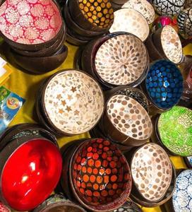 Cuenco de coco con muchos colores, varias opciones para decoración, hecho en Vietnam - Product Image 5