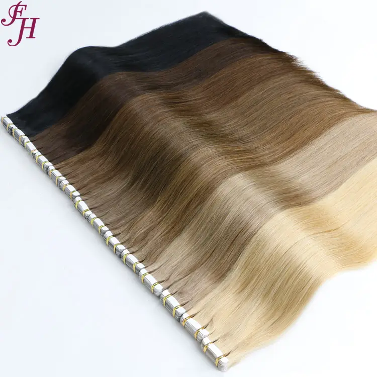FH Fast Delivery White Tape Hair European Russian 100% Remy Human Hair Silky Straight Invisible Tape Human Hair Extensions