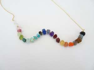 92.5 Sterling Silver Natural Untreated Raw Multi Gemstone Handmade <b>Necklace</b> 24"<b>Long</b> Indian Manufracture - Product Image 5