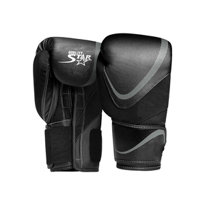 Guantes de Boxeo Personalizados, Fábrica de Pakistán, Venta al por Mayor, Guantes de Boxeo Negros Estampados de Diseño para Adultos, Cuero Genuino de Alta Calidad - Product Image 1