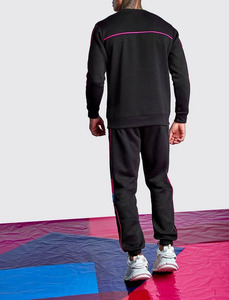 Chándal Flec con logotipo estampado personalizado, jerséis de manga larga con cremallera completa y diseño de panel de contraste, conjunto de joggers con capucha para hombre, ropa de entrenamiento de gran tamaño, sudadera - Product Image 3