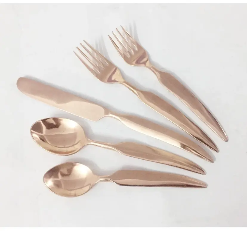 5 قطعة أدوات المائدة أطباق أواني الطعام الفاخرة الفولاذ المقاوم للصدأ سكين شوكة ملعقة روز الذهب الزفاف أطباق أدوات المائدة الذهبية