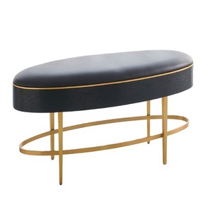 Banco de metal de Color dorado con asiento de cuero de calidad superior OEM personalizado salón Banco decorativo a granel - Product Image 5