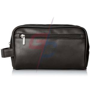 Vente en gros Luggage Hill Collection Trousse de toilette de voyage en cuir végétalien, noir brillant, compartiment unique - Product Image 1