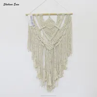 Boho Macrame Hand Woven Wall Hanging Tapestries Wall Art Home Decor Cotton Tapestry with Tassels