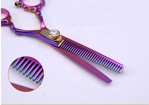 Kit professionnel de ciseaux de coiffure revêtus de titane lame droite en acier inoxydable avec vis réglable à pointe pointue - Product Image 3