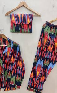 Cardigan Long pour femmes, ensemble en coton indien, plusieurs motifs - Product Image 2