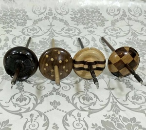 Madera Whorl Drop Spindle fabricante hecho a mano India costura husillo espiral con un gancho de metal y corte para Parque hilo en espiral - Product Image 6