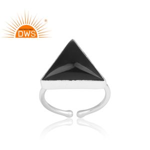 Triangular Black Onyx <b>Ring</b> 925 Sterling Fine Silver <b>Ring</b> Jewelry Supplier <b>Adjustable</b> <b>Ring</b> Gemstone Jewelry Wholesaler - Product Image 2
