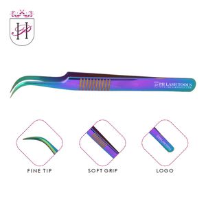 Pince à épiler en acier inoxydable pour cils, Design avec poignée au doigt, dans étiquette privée multicolore, pince à cils à pointe incurvée, large, 9 styles - Product Image 6