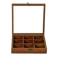 Boîte à épices carrée en bois, 9 compartiments, design détachable, artisanale, conteneur alimentaire multifonctionnel, cuillère Qualcosa pour hôtel
