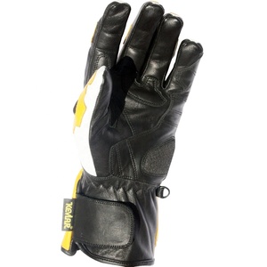 Gants de course en cuir Keven à doigts entiers, jaune, noir, blanc, avec sangle de poignet réglable pour la conduite - Product Image 4