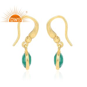 ต่างหูห้อยประดับพลอยออนิกซ์สีเขียวธรรมชาติ ชุบทองคำขาวแท้ เงินสเตอร์ลิงคุณภาพดีที่สุด ปี 2026 สำหรับผู้หญิง จากผู้ผลิตเครื่องประดับ - Product Image 3