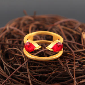 Gran oferta, anillo de moda popular, corte facetado, cuarzo rojo, Juego de puntas hechas a mano, anillo chapado en oro opaco, ropa de fiesta, joyería de regalo para mujer - Product Image 3