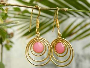 Boucles d'oreilles pendantes faites à la main en argent sterling 92.5 plaqué or avec perles de pierres précieuses à facettes en calcédoine naturelle pour les cadeaux de mariage - Product Image 3