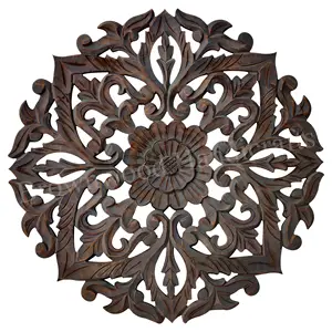 Qualità Premium fornitore di prodotti luce bruciata MDF legno intagliato a mano pannello a parete casa e decorazione per ufficio forma rotonda parete Mandala