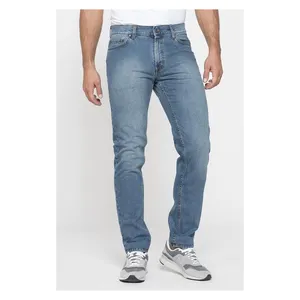 Denim high waist men's jeans comfort fabric leg zipper fly pants and regular odm clothing wholesale 92% Cotton. trouser
