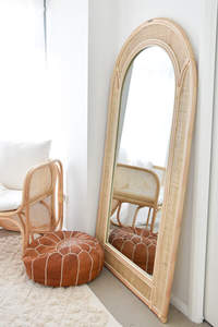 Marco de espejo de arco de mimbre Vintage hecho a mano, decoración del hogar, cuerpo de cuerpo entero, pared decorativa, dormitorio, SISU/ - Product Image 3