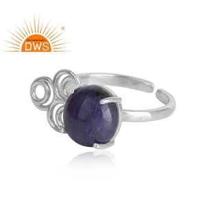 White Rhodium Plated Free Size <b>Ring</b> Tanzanite Gemstone Jewelry Supplier Girls Wear <b>925</b> <b>Silver</b> Jewelry Wholesaler - Product Image 2