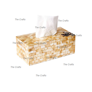 Ensemble de 2 boîtes à mouchoirs en bois et en tissu avec boîte à serviettes rectangulaire de qualité supérieure pour table et cuisine - Product Image 6