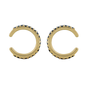 Manchette d'oreille en or jaune 14 carats avec diamant noir naturel, design de créateur, unisexe, bijoux fins, manchette d'oreille sans perçage - Product Image 2