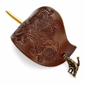 Hebilla de Cinturón Estilo Vikingo Hedeby Oseberg, Material de Cuero y Cobre, Pasador para el Cabello, Barrette de Haithabu - Product Image 1