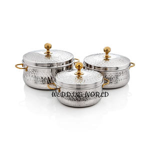 Casserole design en métal Poli brillant Faite à la main Casserole Hôtel Fournitures alimentaires Réchauffeur d'aliments de table en métal - Product Image 2