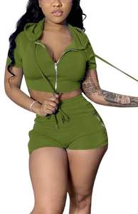 Crop Tops Set <b>Short</b> Sleeves Hooded <b>for</b> <b>Women</b> %100 Cotton Comfortable <b>Short</b> Sleeve Breathable Superior Quality Crop Top - Product Image 5