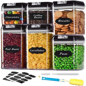 6pcs Food storage containers with lids stackable kitchen pantry cereal flour Containers airtight food containers spaghetti jar