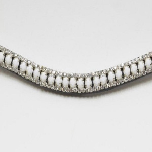 Banda de cuero negro para cejas decorada con cristales, banda de 3 filas de cristales blancos ostentosos, hecho en Italia, 100% - Product Image 2