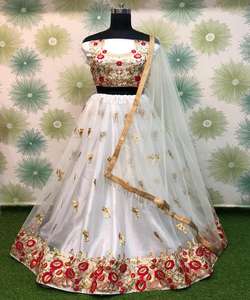 Designer Georgette Salwar vêtement ethnique en coton moderne avec broderie lourde mariée porter Lehenga Choli Dupatta prix de gros - Product Image 4