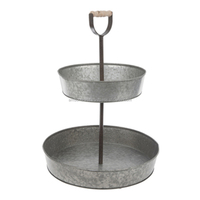 Support pour tasse de service et gâteau de qualité durable Plateau de service en métal Fabricant de support de cuisine galvanisé Rectangle à deux niveaux