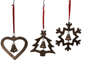 METAL ALUMINIUM WITH JINGLE BELL CHRISTMAS HANGING DECORATION for <b>TREE</b> SNOWFLAKE HOT SELLING SNOWFLAKE DESIGN HOME DECOR - Product Image 2