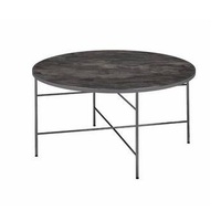 Mesa de Centro Redonda de Diseño Preciso con Tapa de Metal y Estructura Metálica, Diseño Minimalista, Muebles para Sala de Estar, Decoración Duradera para el Hogar