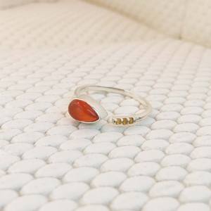 925 Sterling Silver Fine Jewelry for Women Ladies Carnelian Wedding Flower Rings Women's Party Jewelry - Product Image 1