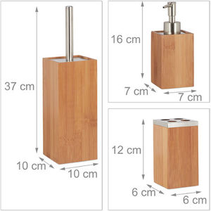 Bamboo Soap Dispenser <strong>and</strong> Dish <strong>Toilet</strong> <strong>Brush</strong> Toothbrush Holder Tray <strong>Bin</strong> 6-Piece <strong>Bathroom</strong> <strong>Set</strong> - Product Image 4