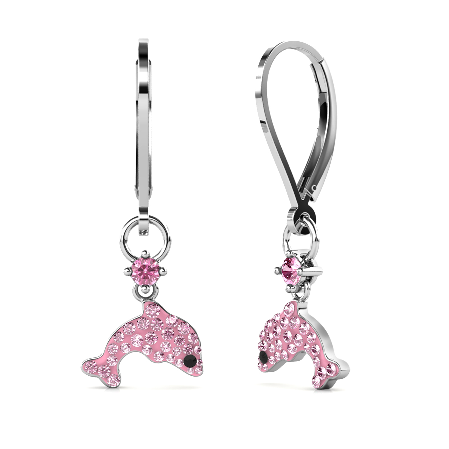 Brass18k White Gold Plated Children Earrings Pink